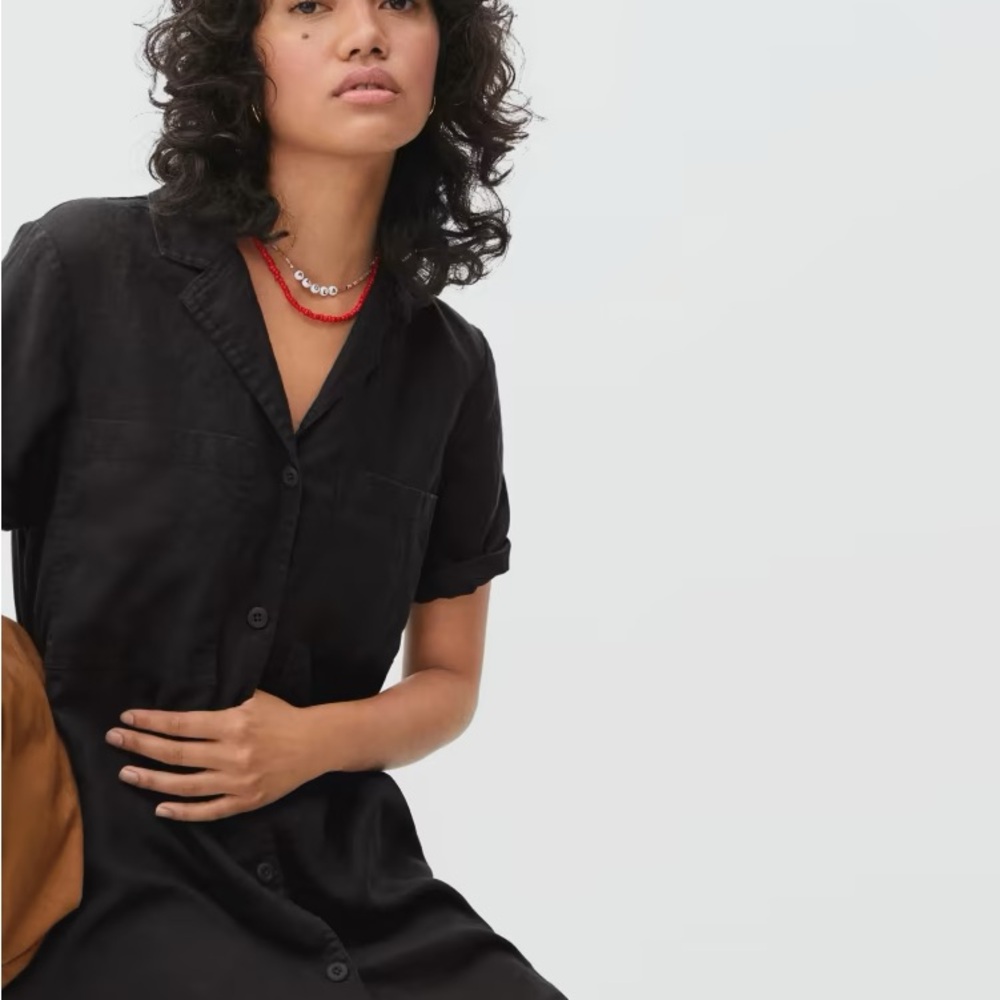 🖤EVERLANE THE LINEN WORKWEAR DRESS IN BLACK S XL - Picture 2 of 7